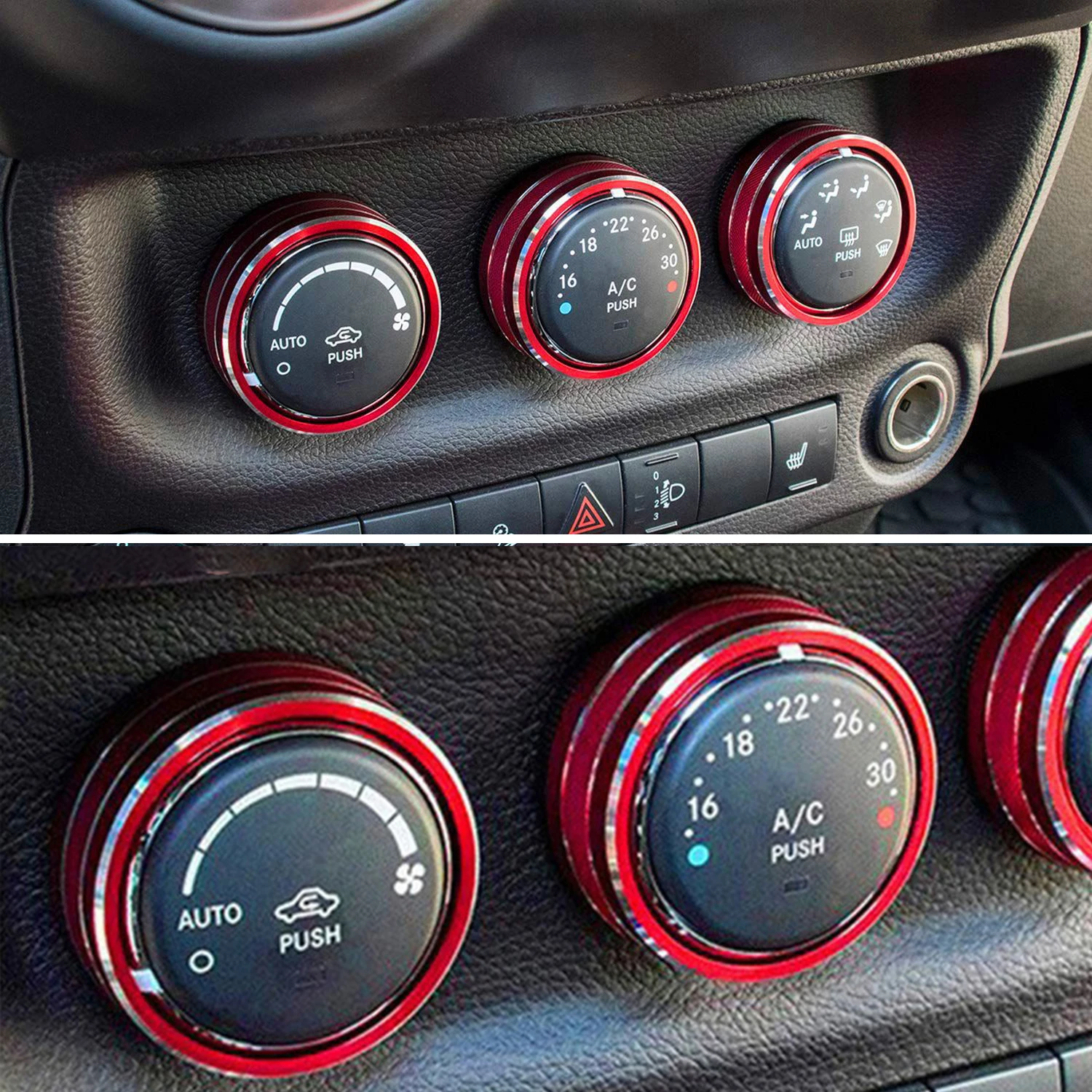 Car Dashbaord A/C Adjust Knobs Decoration Ring Metal Cover For Jeep 2010-2018 Patriot Compass Liberty Wrangler JK Interior Trim