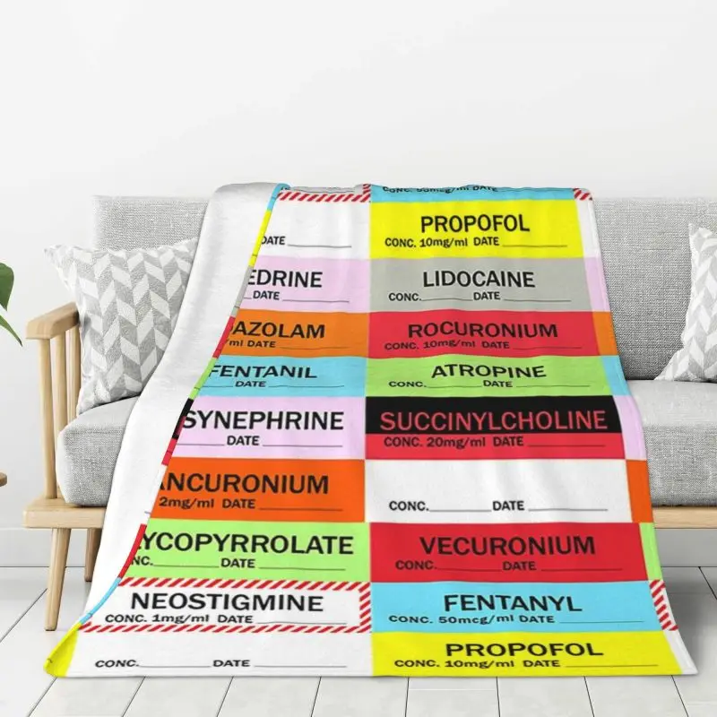 תרופות הרדמה מותאמות אישית שמיכות פלאנל רופא אחות רפואה לזרוק שמיכה עבור חדר שינה הבית