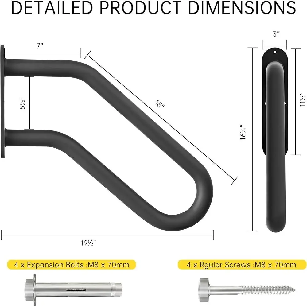 Robuste Outdoor-Handläufe, Treppengeländer, 1–3 Stufen, schmiedeeiserner U-förmiger Haltegriff, rutschfest, rostfrei, einfache Installation