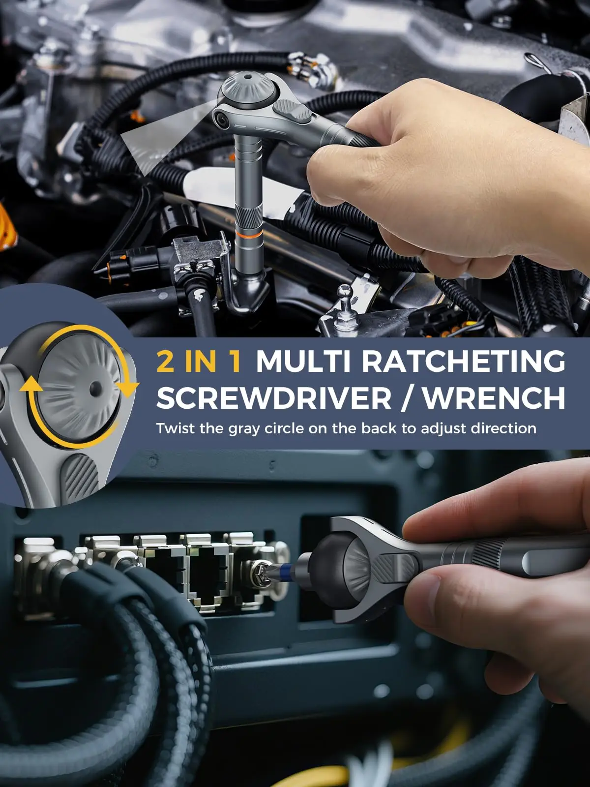 ATuMan Set di cacciaviti a cricchetto 40 in 1 Set di cacciaviti magnetici a cricchetto 180 °   Testa a cricchetto per casa, fai da te e manutenzione