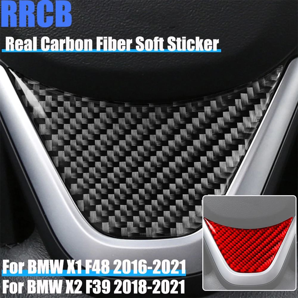 

Real Carbon Fiber Car Accessories Driver Wheel Chin Panel Trim Cover Soft Sticker For BMW X1 F48 2016-2021 X2 F39 2018-2021