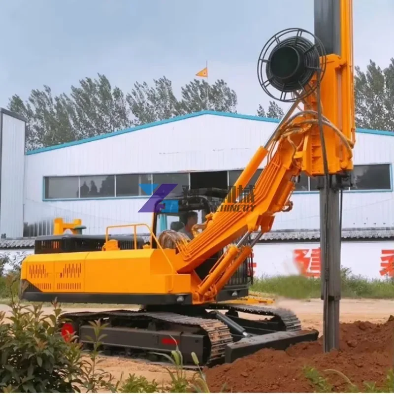 Photovoltaic Solar Ramming Machine Screw Pile Driver Hydraulic Post Hammer Pile Driver Crawler Rotary Drill Rig