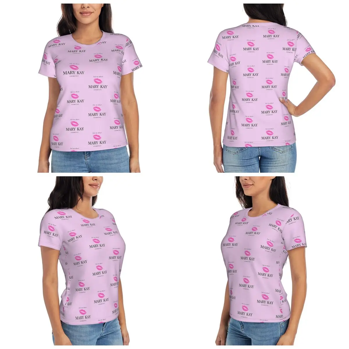 Pergunte-me sobre a camiseta feminina Mary Kay Cosmetics, camisetas de manga curta, gola redonda, roupas de algodão, camisetas de verão, streetwear