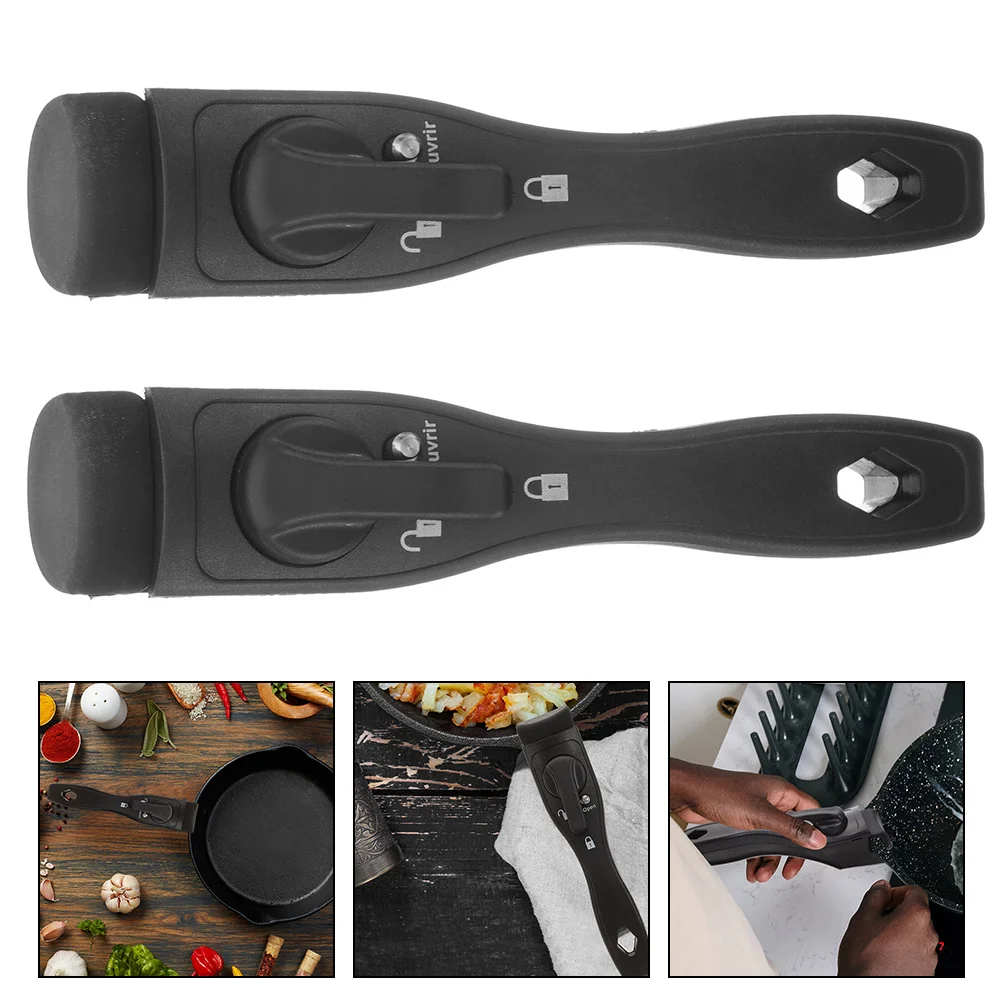 

2 Pcs Mouth-type Pot Clamp Handle (black) 2pcs Milk Pan Handles Replacement Wok Bakelite