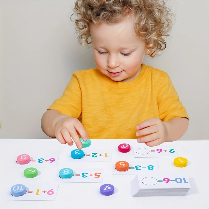 Preschool Learning Activities Educational Toys for Kids , Numbers with Flash Cards, Wooden Reading Blocks Montessori Game