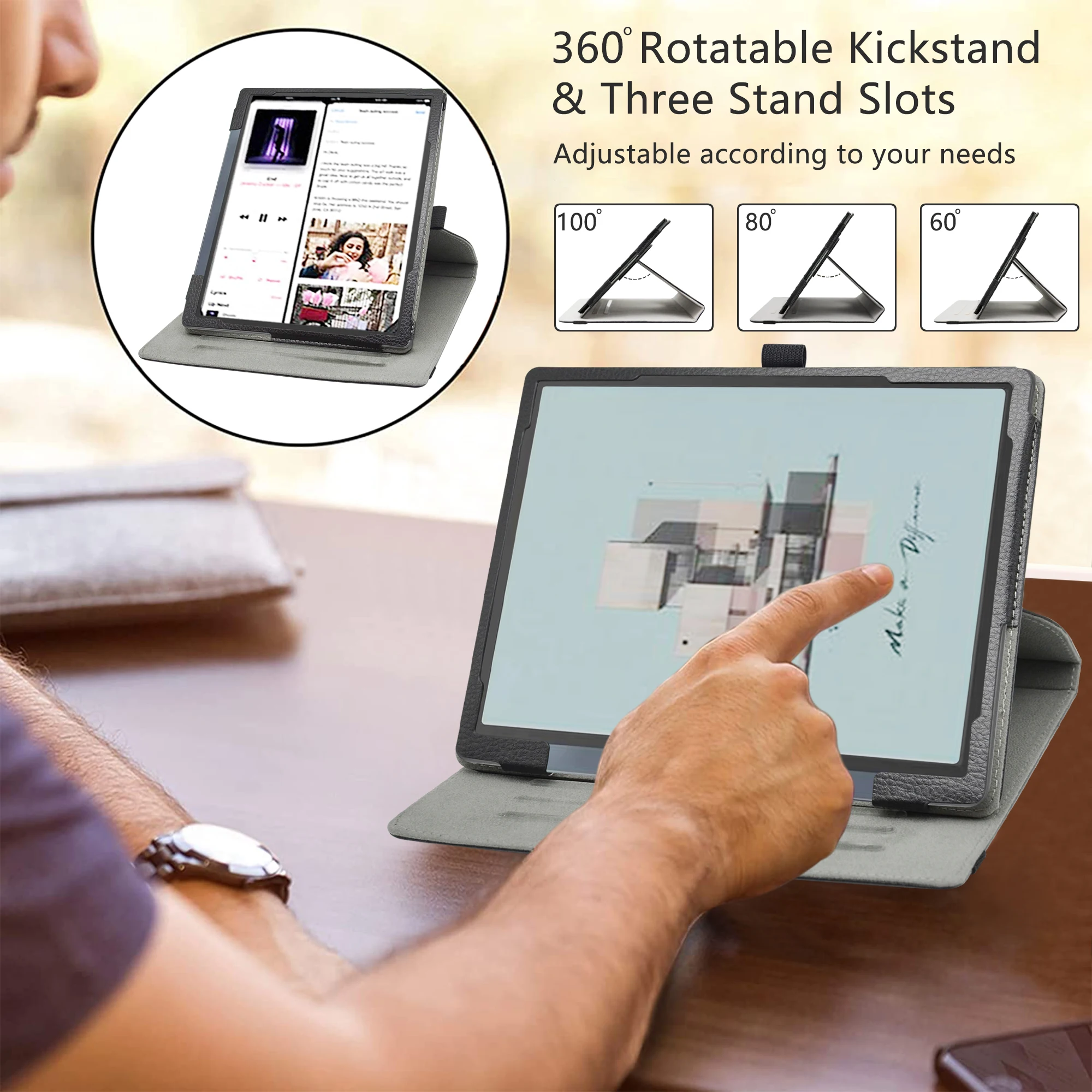 360 Degree Rotary Rotating PU Leather Cover For 10.3" BOOX Tab Ultra C Pro / BOOX Tab Ultra ePaper Tablet - Image 4
