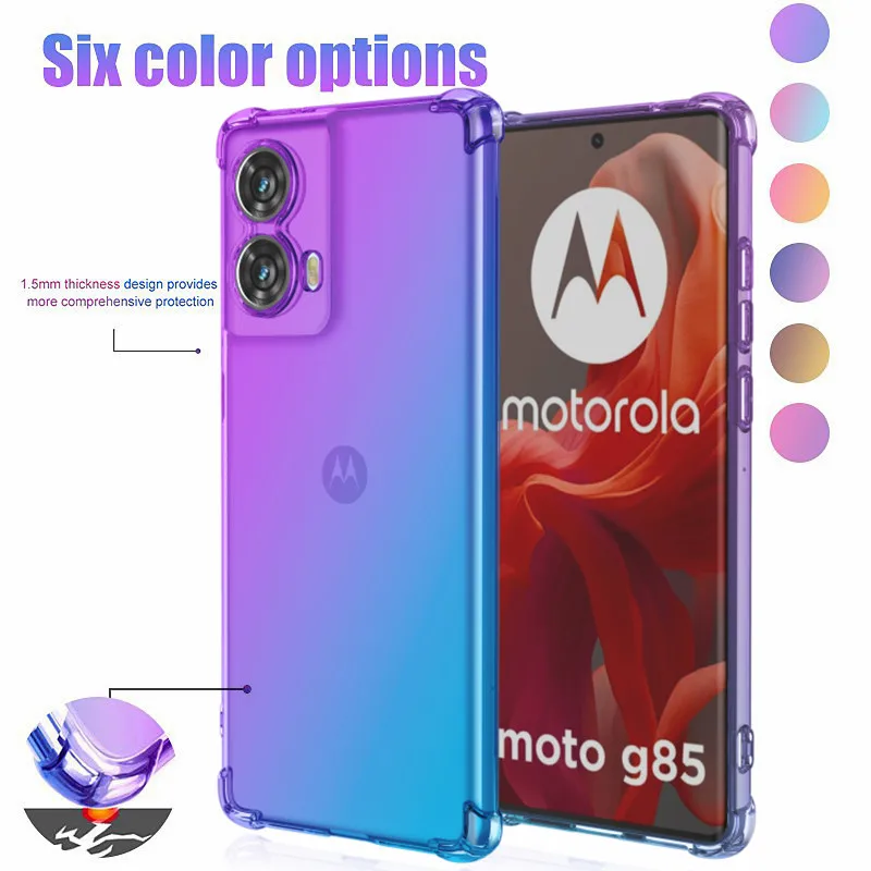 Shockproof Gradient Silicone TPU Case For Motorola Moto G35 G55 G85 G04S G24 Power E14 5G Protective Cover Fundas Coque Capa