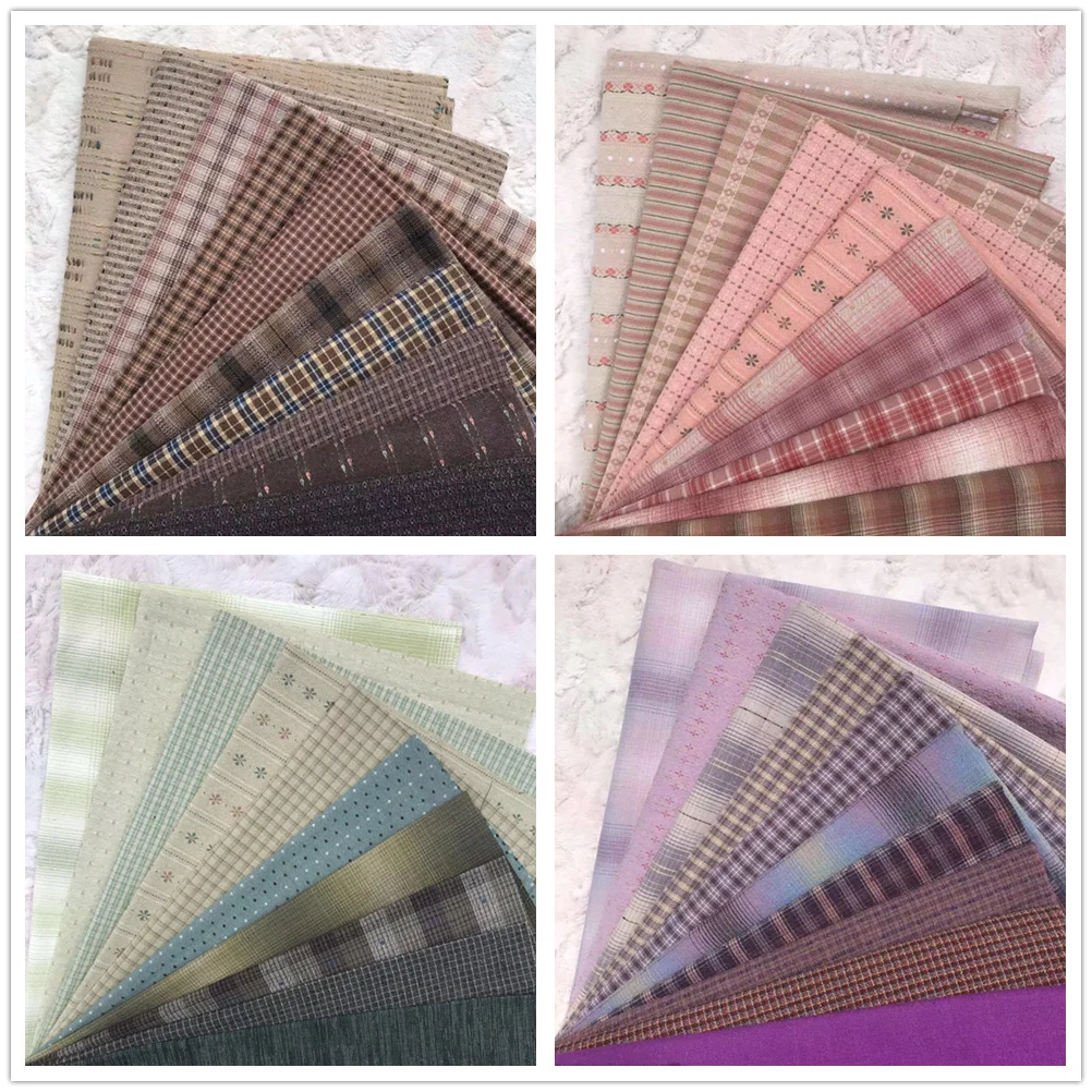 

Japanese Yarn-dyed Fabric DIY Handmade Bag Doll Quilting Craft Patchwork Fabric 100% Cotton Sewing Cloth Bundle 33*48CM