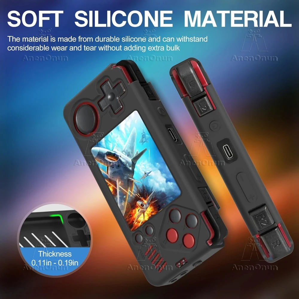 Miyoo A30 Full Protective Case with Lanyard Anti-fall Anti-scratch Anti-slip High Quality Black Silicone Soft Shell Cover Skin