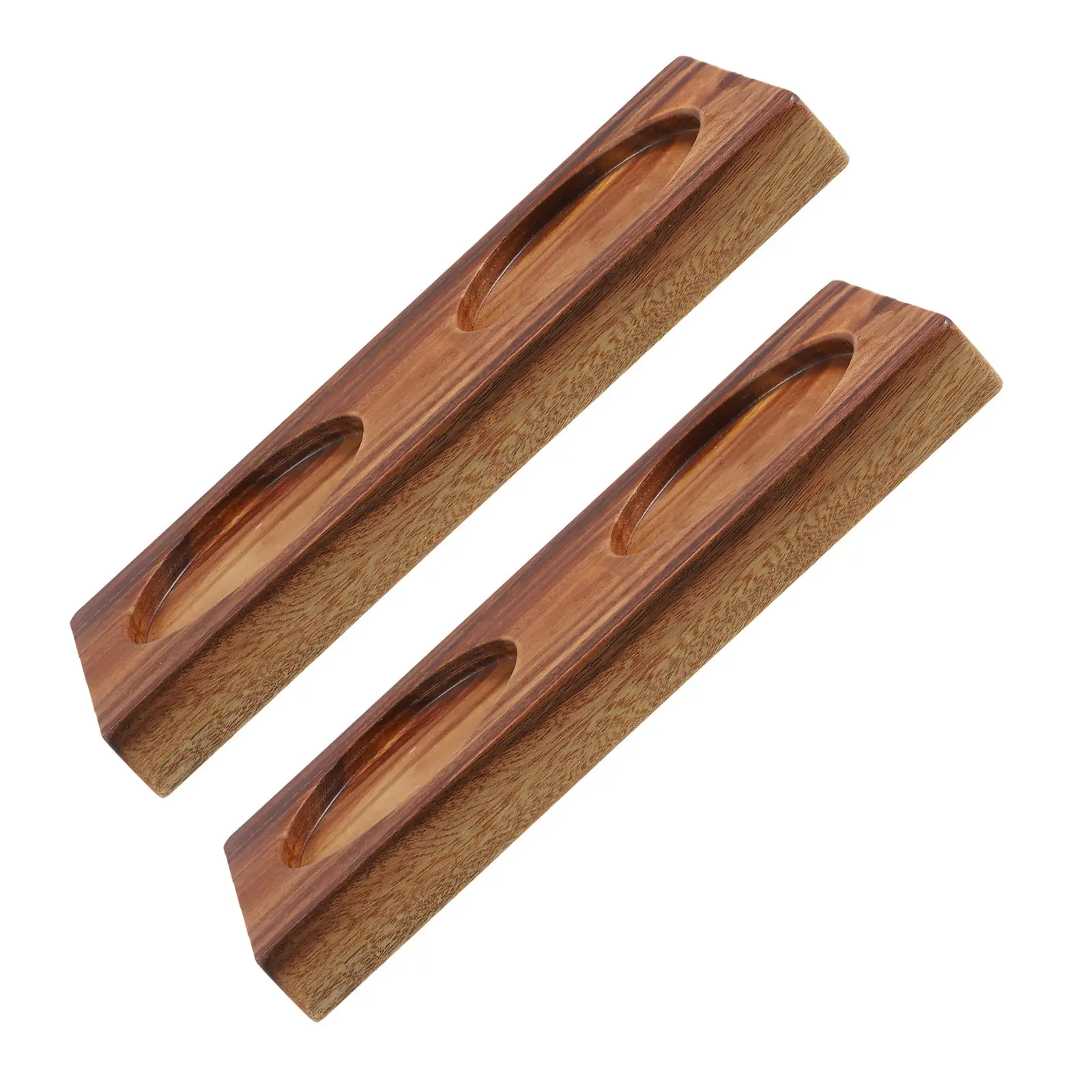 2Pcs Pepper Mill Tray Wood Stable Salt and Pepper Grinder Holder Kitchen Condiment Organizer Sauce Bottle Tray Light Brown