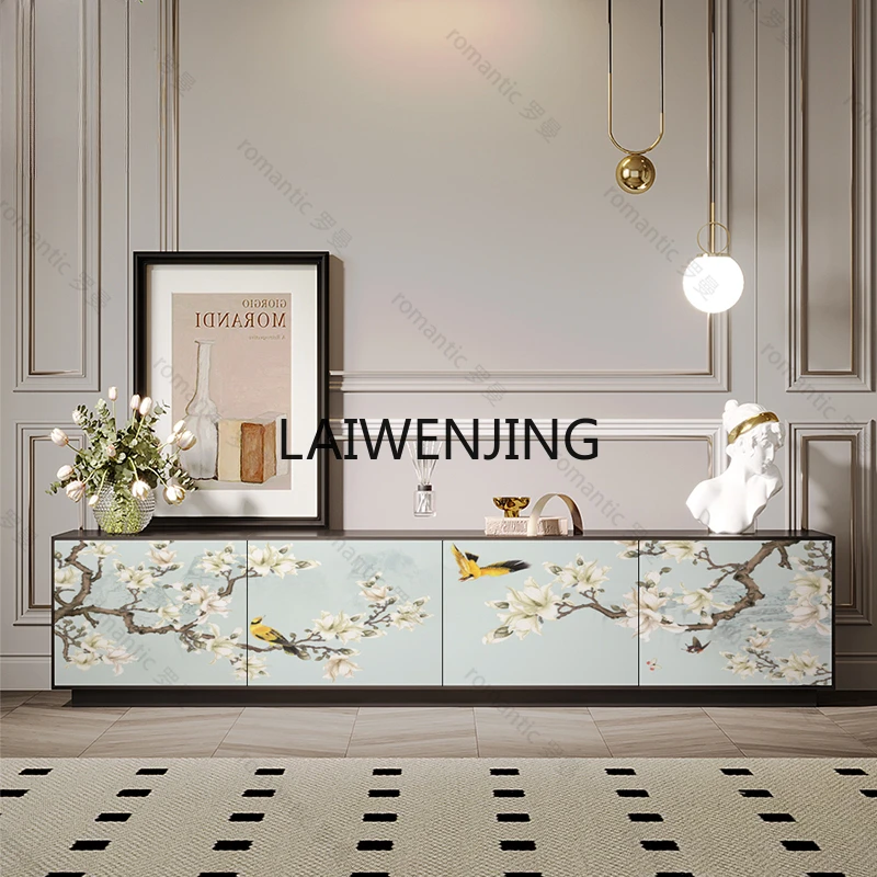 MJY living room decoration solid wood floor storage integrated wall custom side cabinet