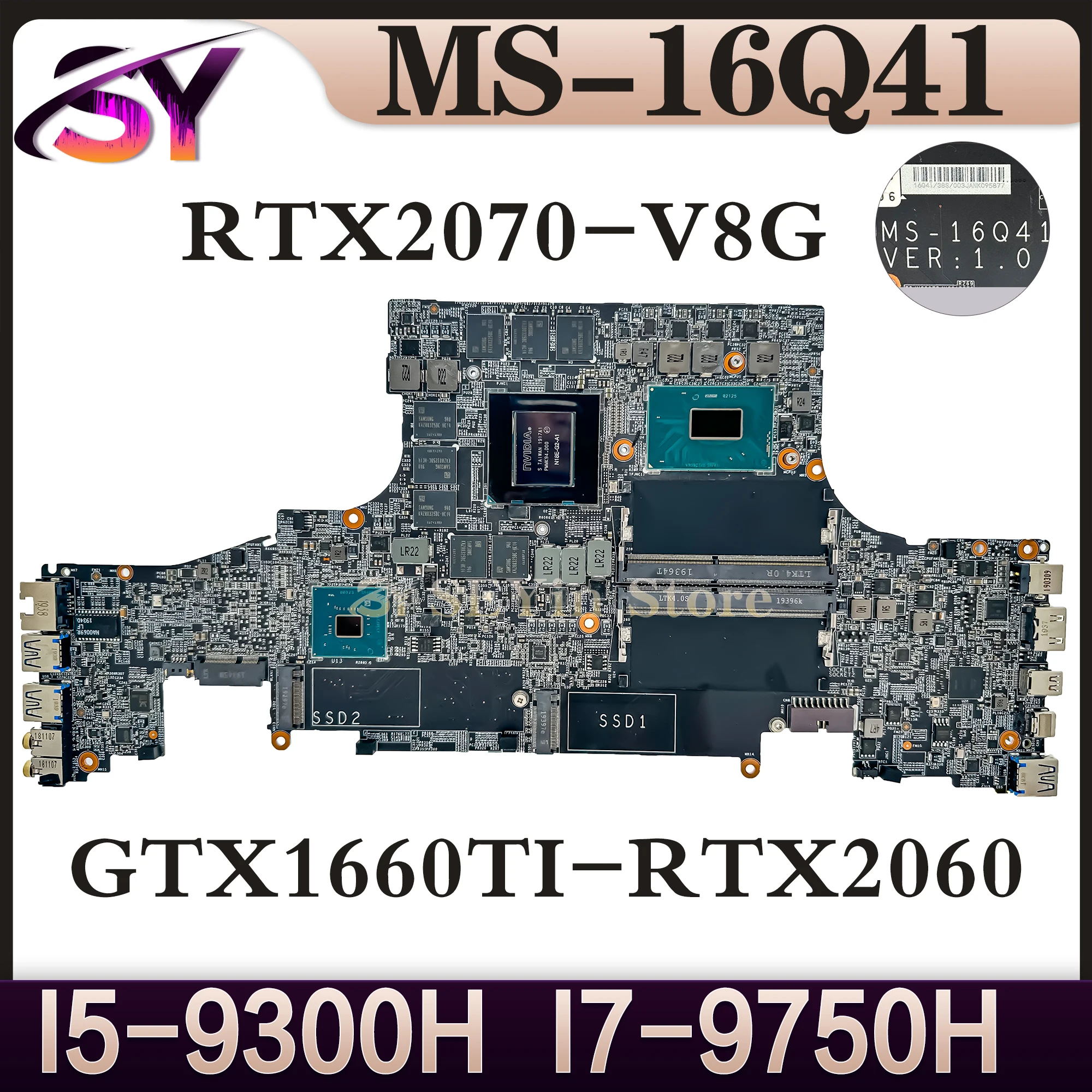 

MS-16Q41 Mainboard For MSI GS65 MS-16Q4 Laptop Motherboard I7-8750H I5-9300H I7-9750H I9-9880H 100% Working