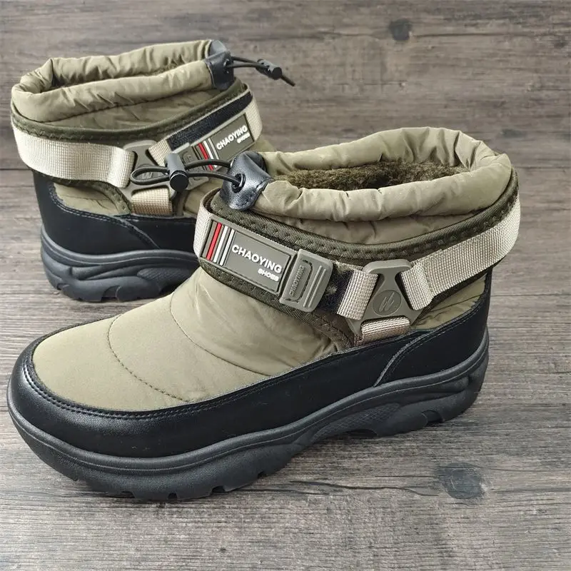

Зимние ботинки, мужские зимние ботинки 2025 года, новые бархатные утолщенные водонепроницаемые хлопковые туфли с высоким берцем, мужские нескользящие износостойкие теплые хлопковые ботинки