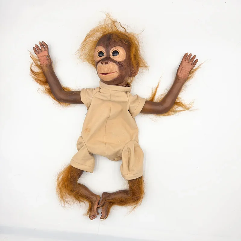 20inch Already Painted Doll Parts Ape with Mohair on limbs Cute Monkey DIY Toy Brown Hair