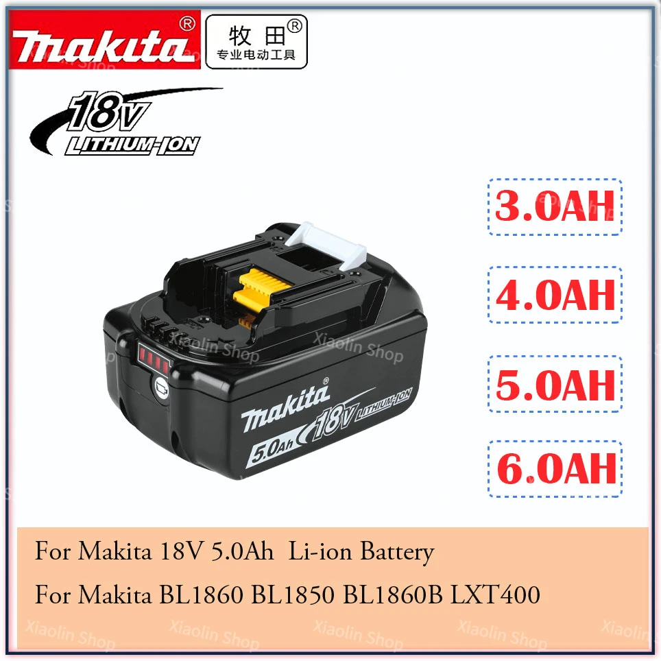 

5.0Ah Original Makita Rechargeable 18V Li-Ion Battery For BL1830 BL1815 BL1860 BL1840 194205-3 Replacement Power Tools Battery