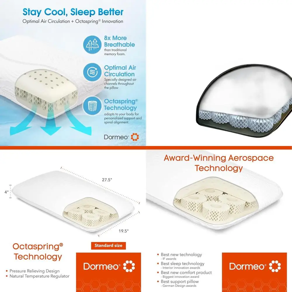 

Breathable Low Profile Cooling Pillow for Stomach and Back Sleepers - True Evolution Flat Design