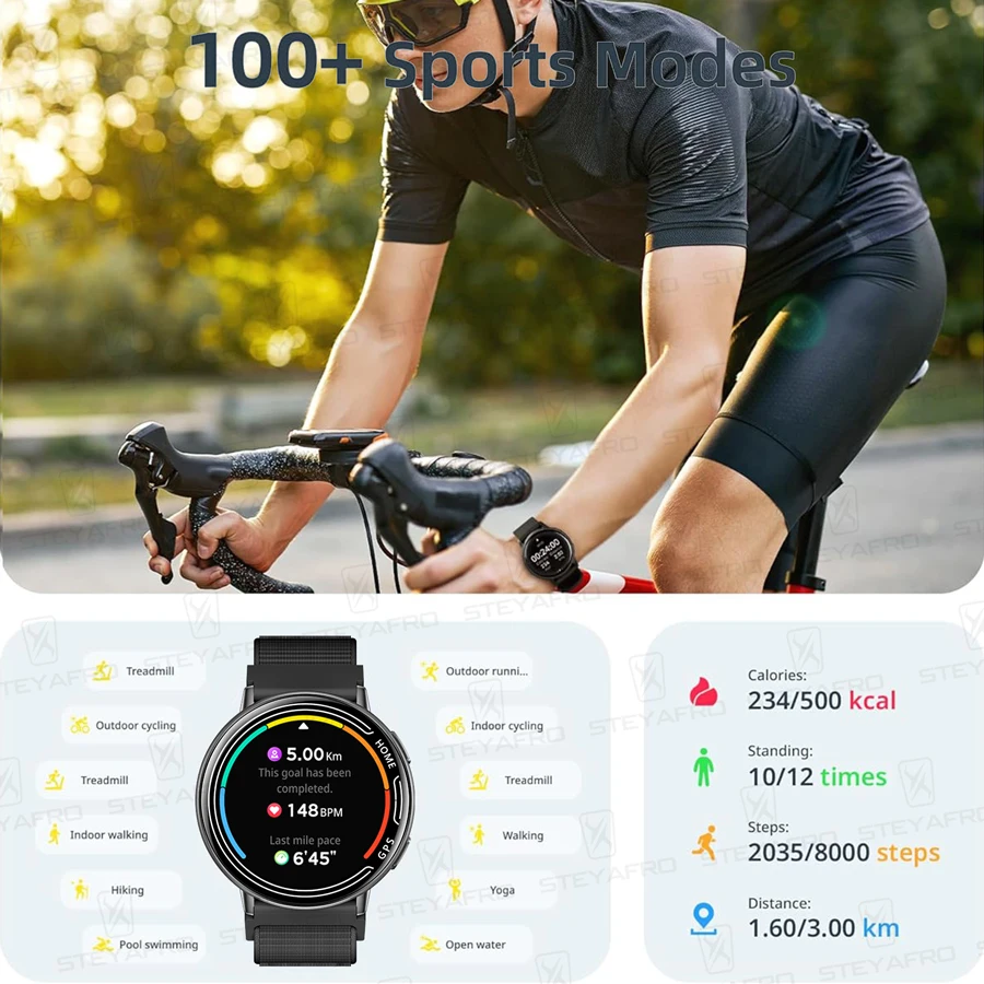 Smart Watch for Men Women Built-in GPS Fitness Watch with BT Calls 100+ Sport Modes IP68 Waterproof Smartwatch for Android iOS