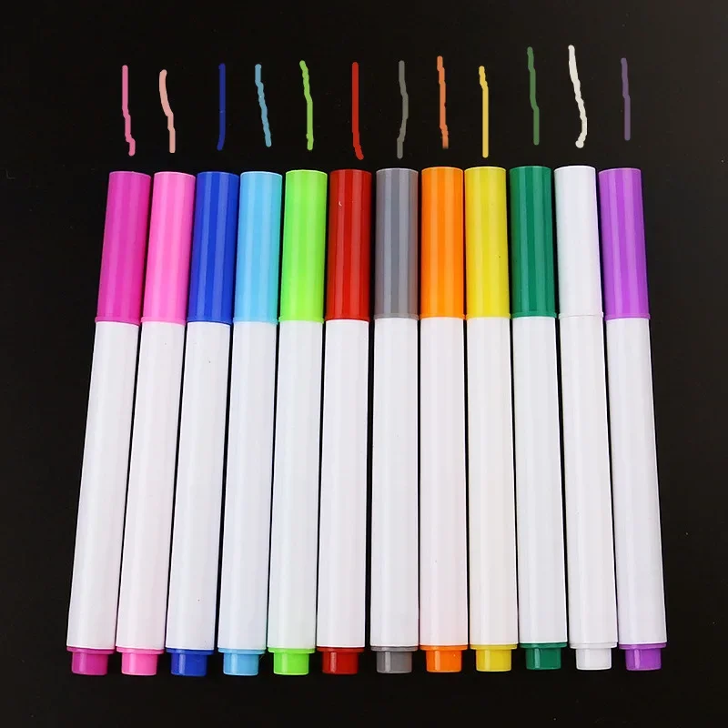 12 Pcs Water-soluble Liquid Chalk Non-dust Chalk Erasable Chalk Drawing Pen for  Black Board Whiteboard Glass Tiles