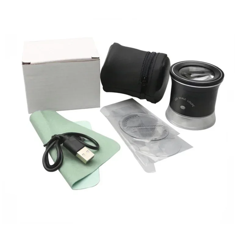 Scale Loupe Illuminated Magnifier with Led Lights Rechargeable Magnifying Glass Interchangeable Reticle Scale