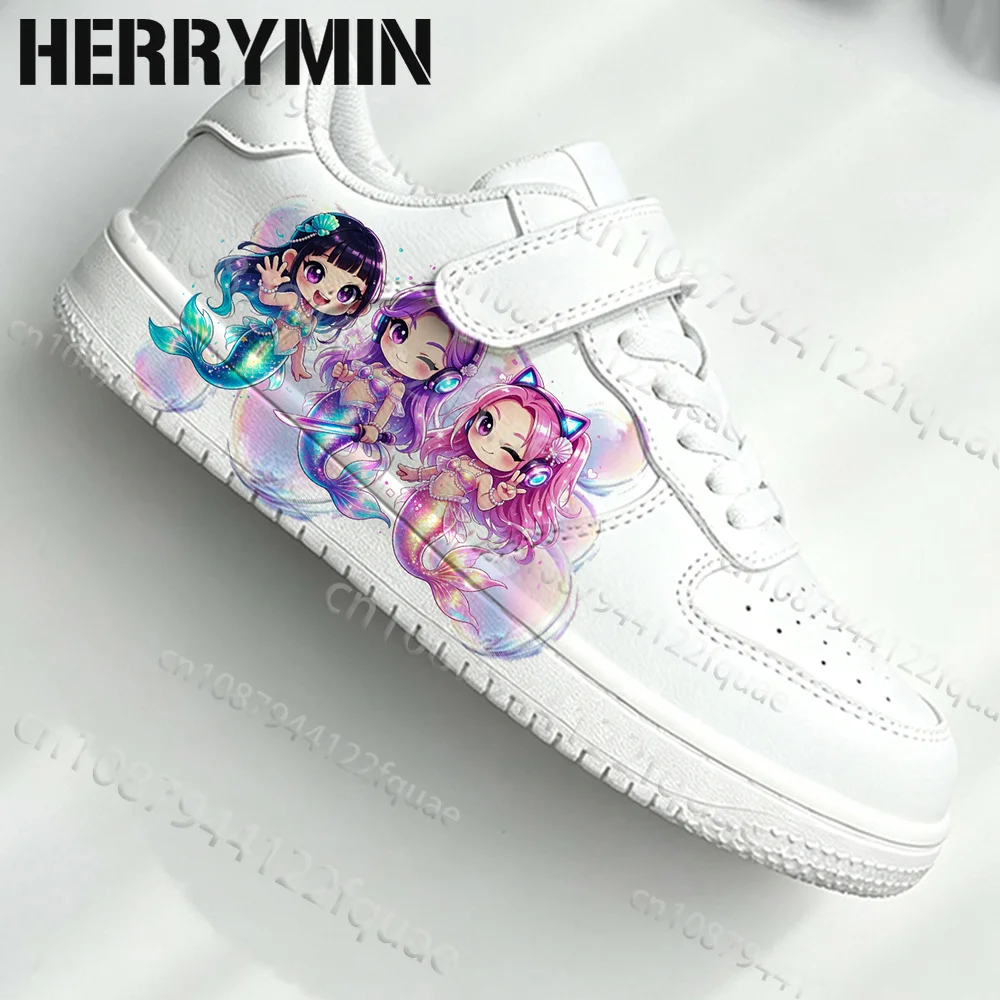 Cute Cartoon Mermaid Campus Kids Girls Casual Sneakers Wear Light Sports Shoes Breathable Non Slip Lightweight Children gift