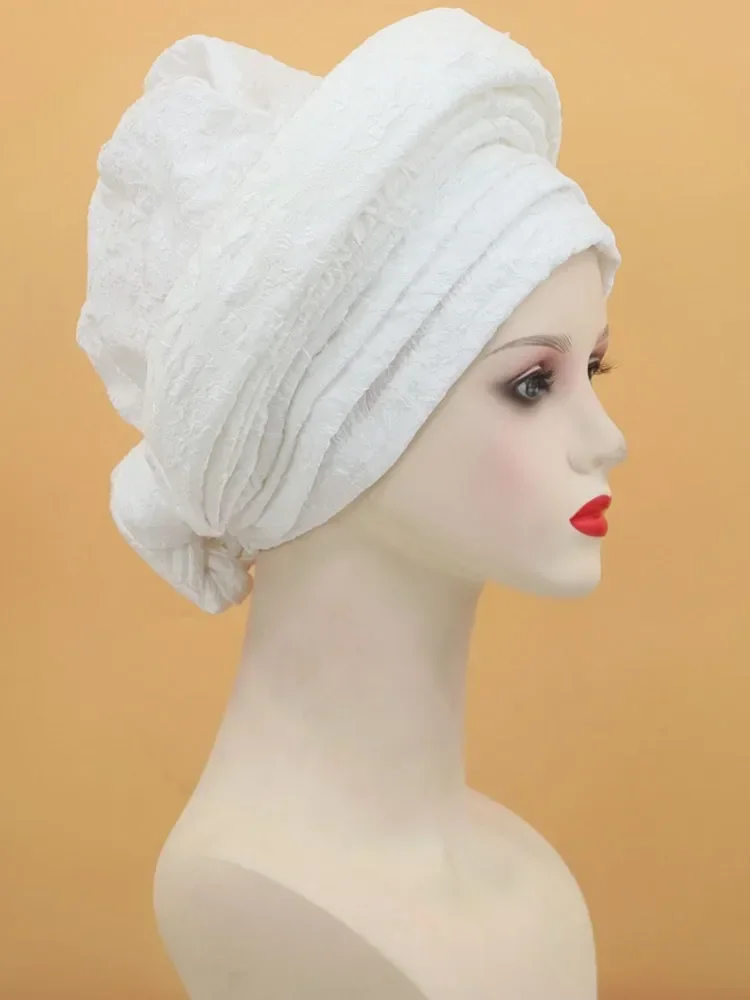 Готовый африканский головной убор Auto Gele, женская шапка-тюрбан, нигерийская свадебная гелевая мусульманская повязка на голову, капот, Turbante Mujer 2024