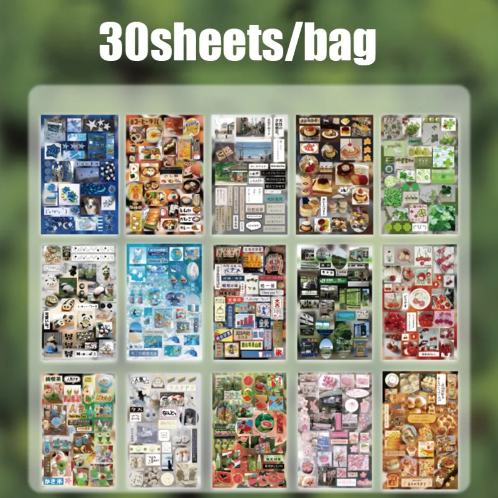 

30pcs Creative Time Story Series Scrapbook Sticker Cartoon DIY Handbook Sticker Gift Diary Sticker Stationery Supplies