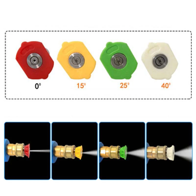 Насадка для мойки автомобиля, Распылительная насадка для мойки высокого давления, 0 15 25 40 60 градусов, быстрое подключение, 1/4 дюйма