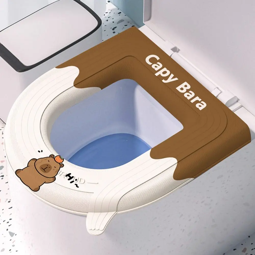 

Cute With Handle EVA Toilet Seat Cover Universal Reusable Toilet Seat Cushion Adhesive Waterproof Closestool Mat Lavatory