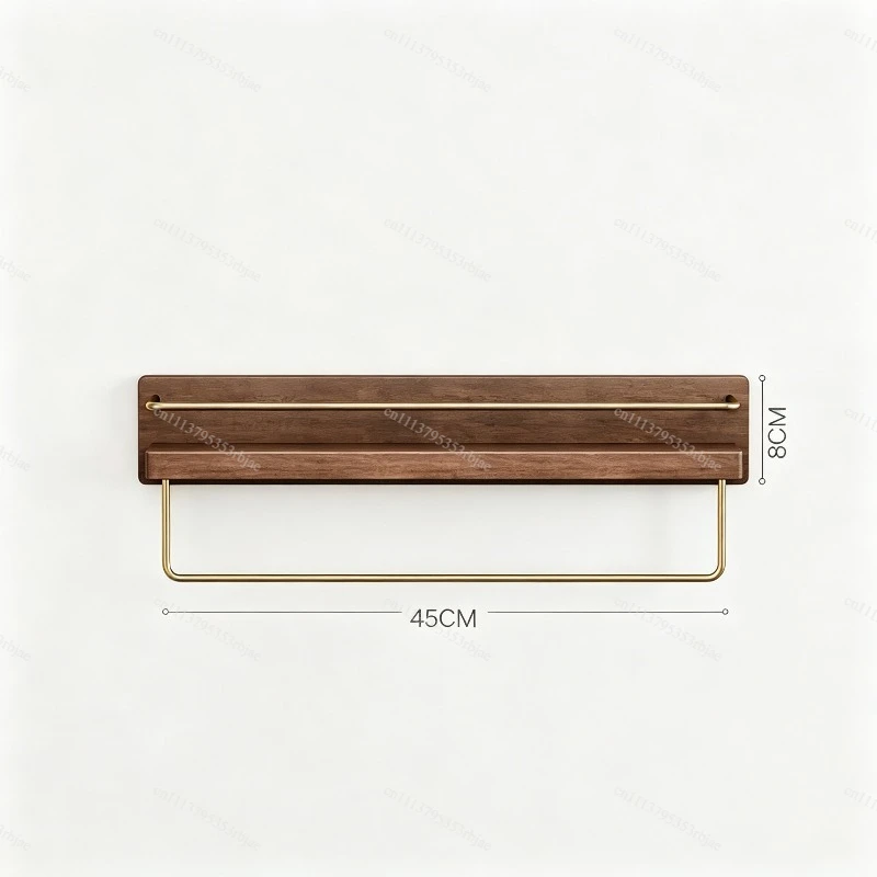 Bathroom Kitchen Shelf No-punch Towel Rack Walnut Bathroom Wall Hanging Water&moisture-proof Storage Rack Load-bearing Supporter