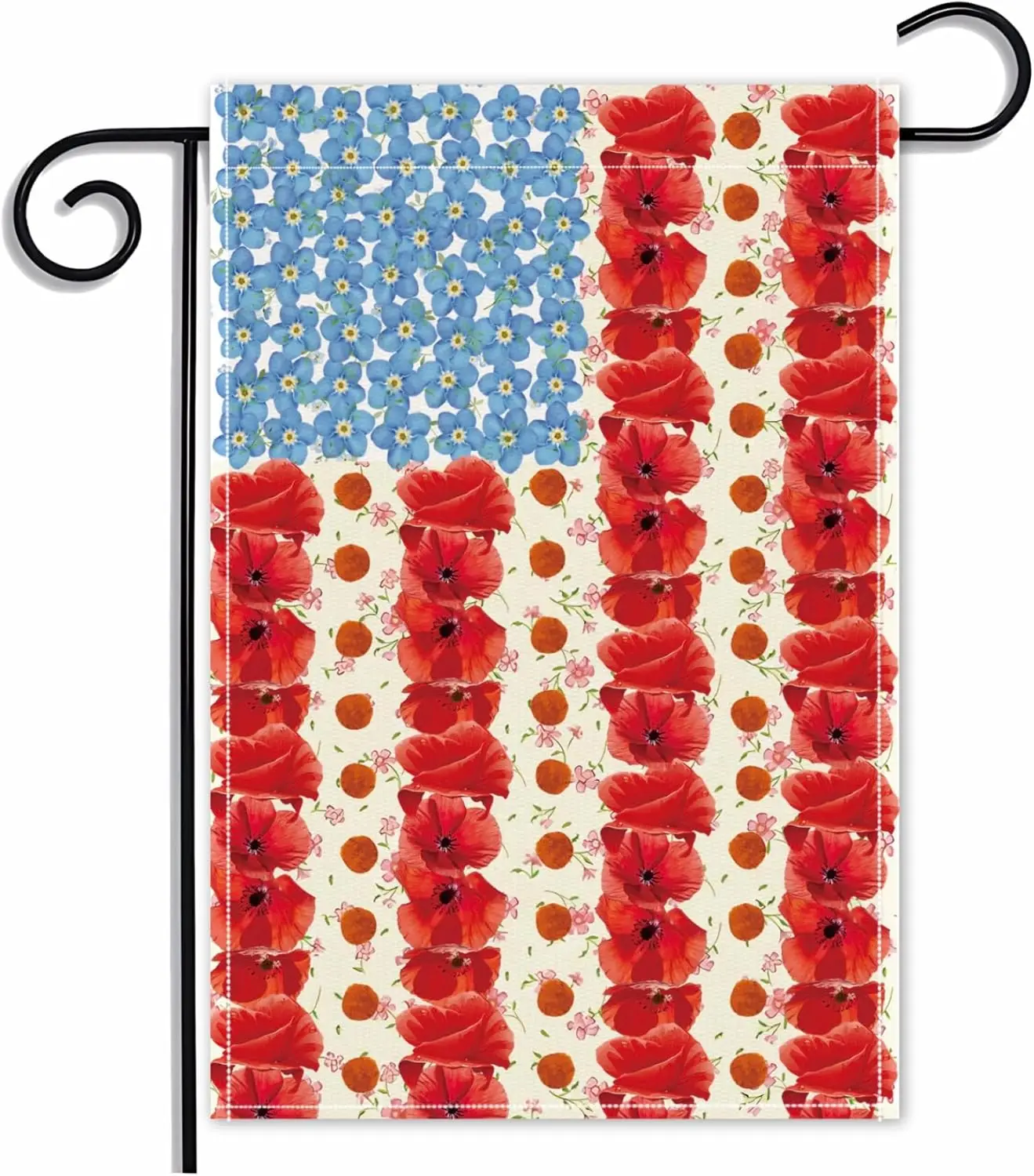 Myosotis Poppy Memorial Day Garden Flag 12x18 Inch Patriotic 4th of July Garden Flag Independence Day Memorial Day Decor Out hhz