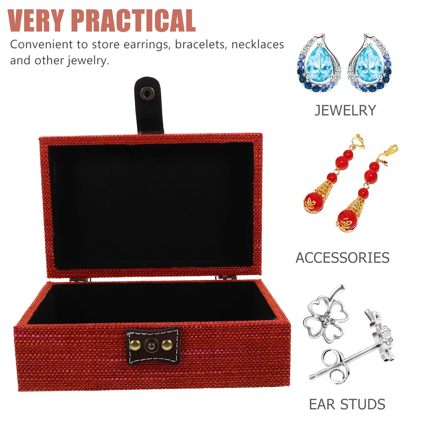 Wood Jewelry Box Decorative Organizer for Earrings Necklaces Rings Wooden Trinket Storage Case Jewelry Box Sundries Organizer