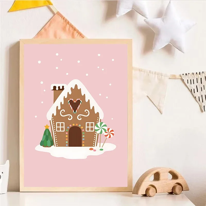 هدايا عيد الميلاد الساخن الشوكولاته القهوة الزنجبيل البيت المشارك طباعة الرسم على لوحات القماش الجدارية صور غرفة ديكور المنزل هدية #5