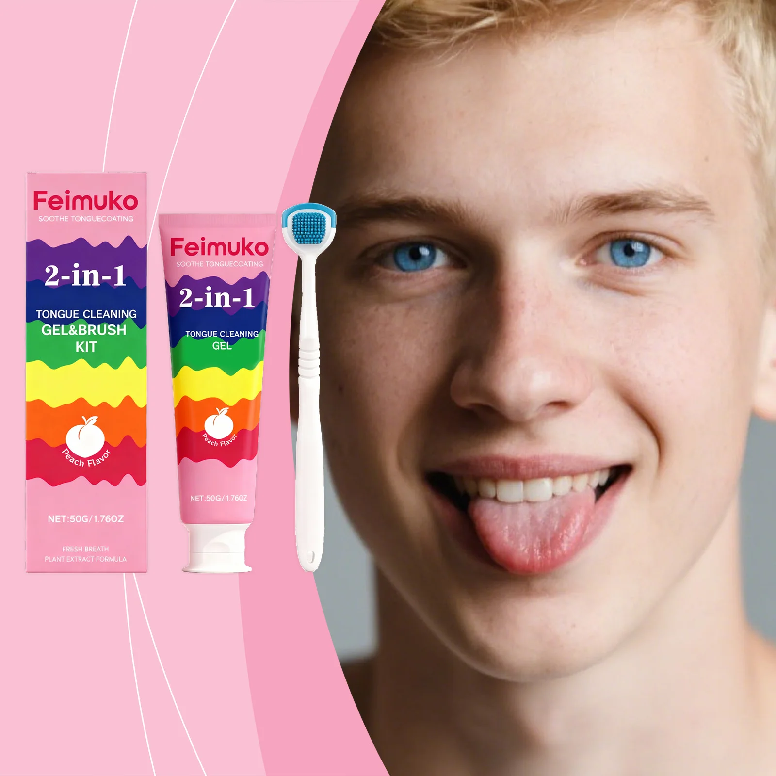 

2-in-1 Tongue Coating Cleaning Set Clean Tongue Reduce Odor Fresh Mouth Daily Oral Care Relieve Discomfort Boost Comfort