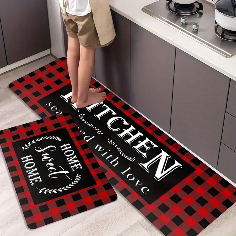 Flannel Kitchen Mats for Floor Anti Slip Bathroom Entrance Doormat Bedroom Living Room Bedside Rug Soft Washable Carpet 40x60cm