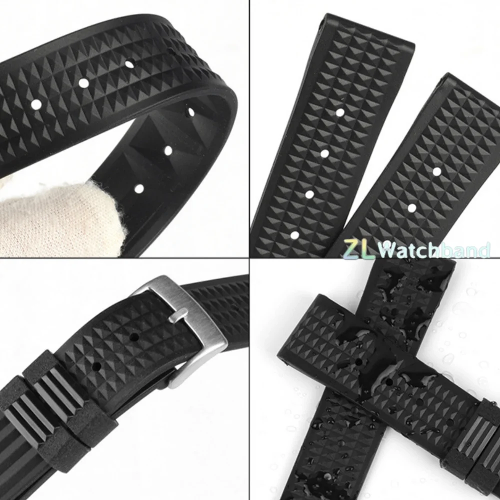 20mm 22mm Rubber Strap for Seiko Fast Release Soft Universal Flat-end Premium Rubber Watch Band Replacement for 7.3inch Wrist