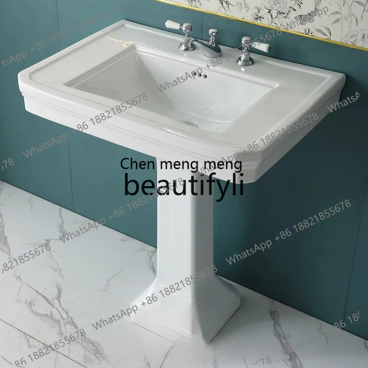 New arrive Classic simple large column, American retro ceramic hand wash basin floor-to-ceiling bathroom