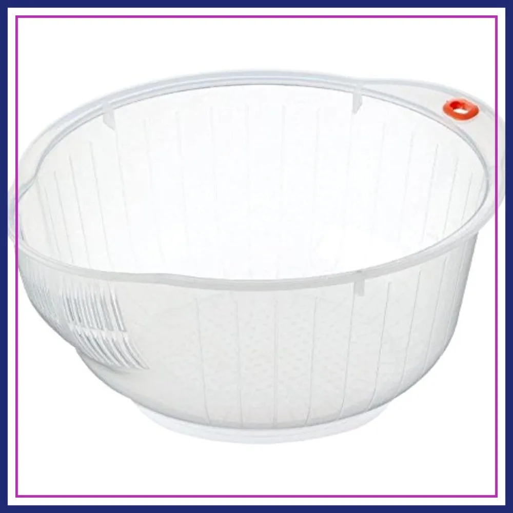 

Japanese Rice Washing Bowl with Strainer, 2 Quart Plastic Colander