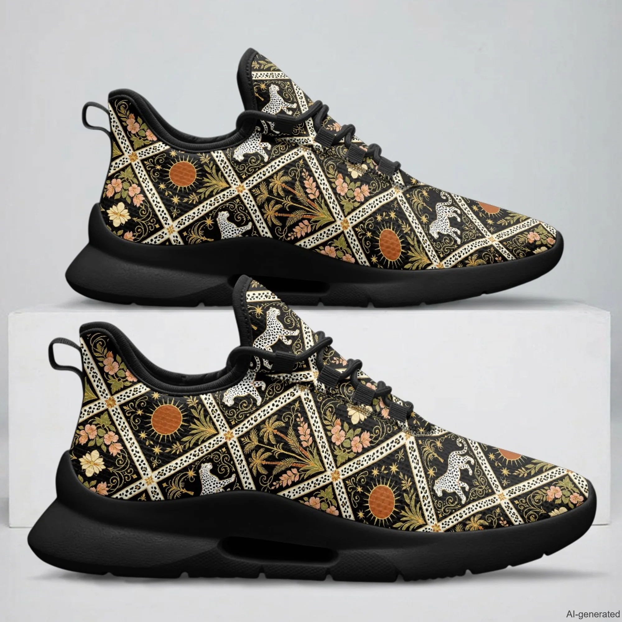 XIXIRIMIDO Lace-up Casual Shoes Men's Sneakers Breathable Mesh Walking Shoes Leopard Pattern Women's Fashion Shoes 35-48