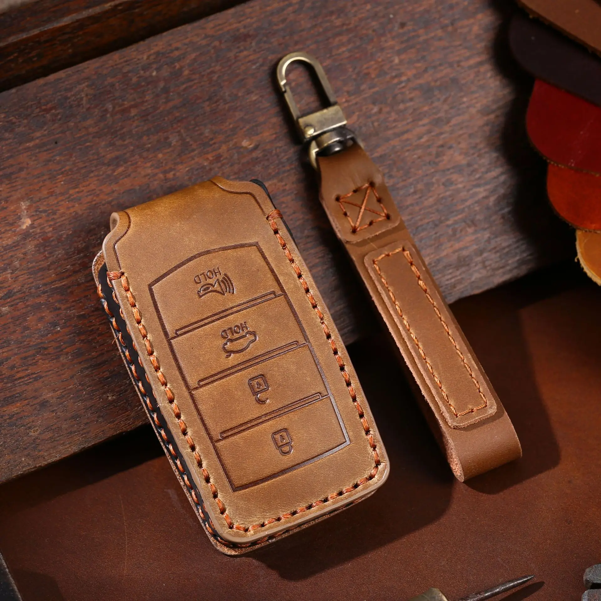 Leather For Hyundai Genesis 2017- 2020 G70 G80 G90 Car Key Case Cover Shell Fob Holder Auto Keychain Protector Accessories