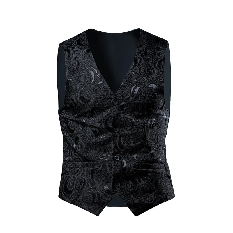 

Black White Vintage Vest Men Plus Size 5XL 6XL Sleeveless Vest Jacket Male V-neck Single Breasted Waistcoat France Style