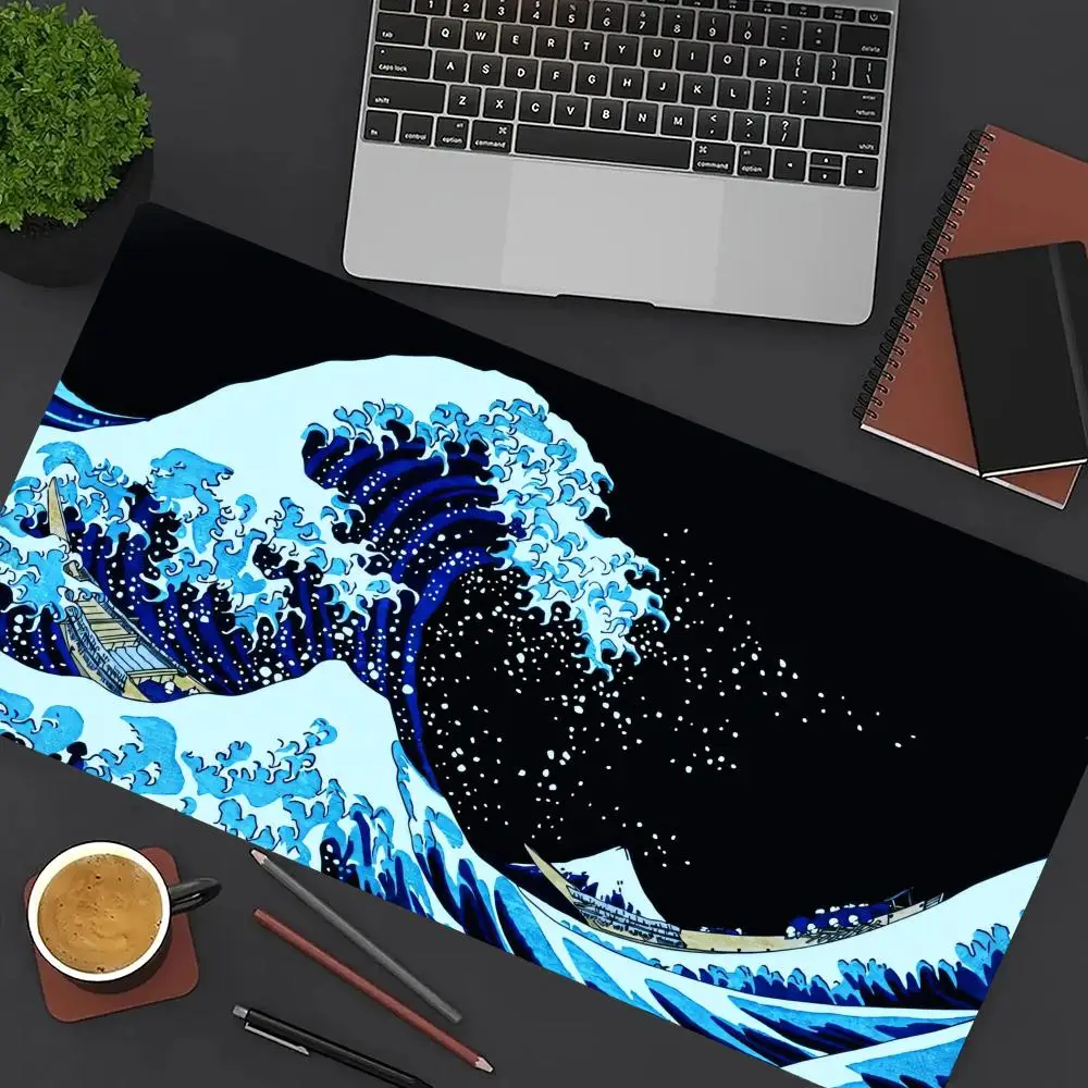 

Japanese Art Kanagawa Great Wave Mouse Pad Large Office Game Table Mats XXL Anti-slip HD Gaming Keyboard Mousepads Long Desk Mat