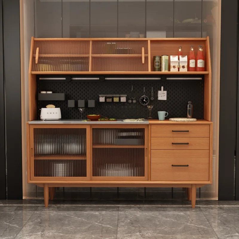 Solid wood dining side cabinet living room against the wall high Japanese storage wine