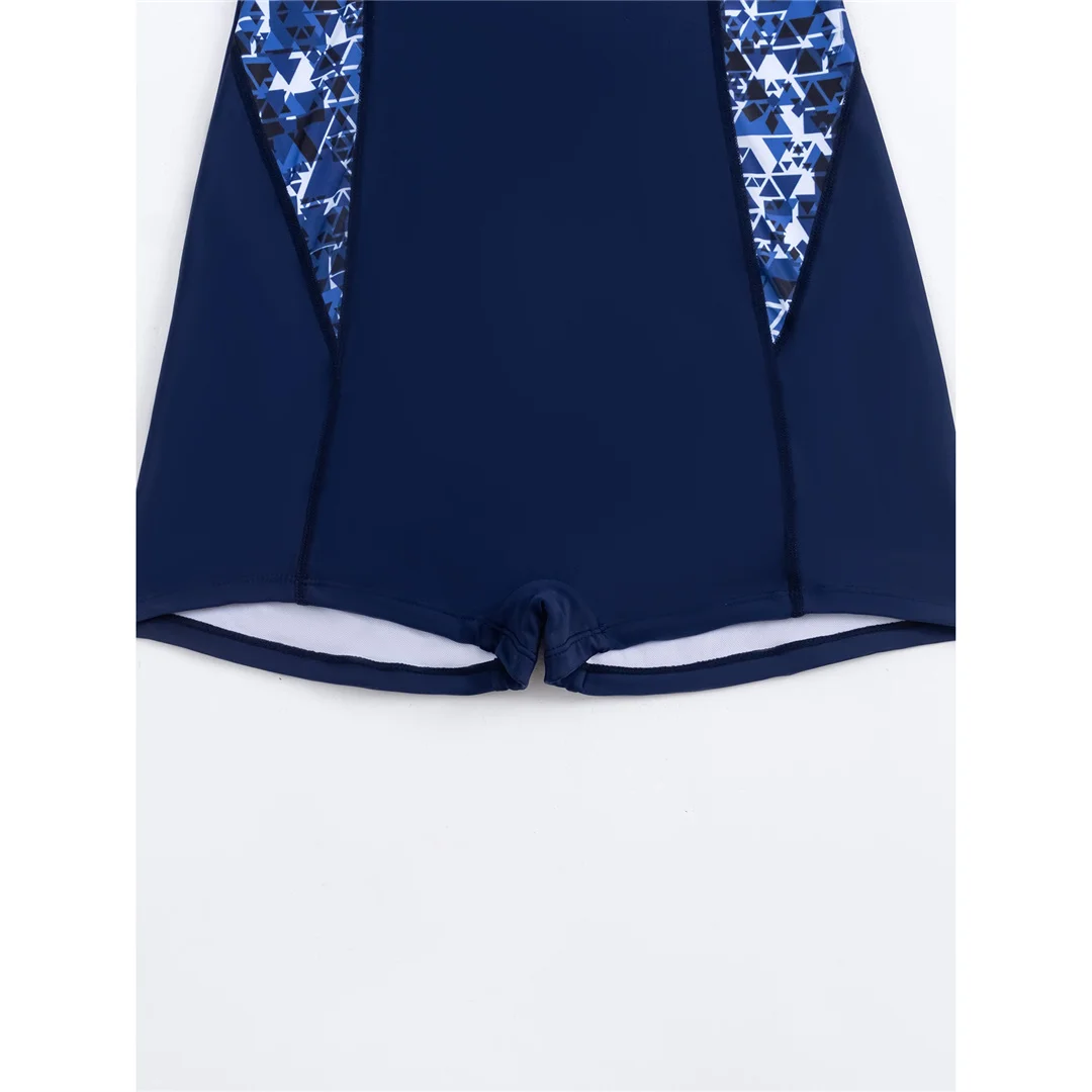 S - XXL 2026 Neuer bedruckter, einteiliger Badeanzug mit Splicing-Design für Damen, rückenfreier, gepolsterter Badeanzug mit Shorts, Badebekleidung, Badeanzug V7770 – Detail 16