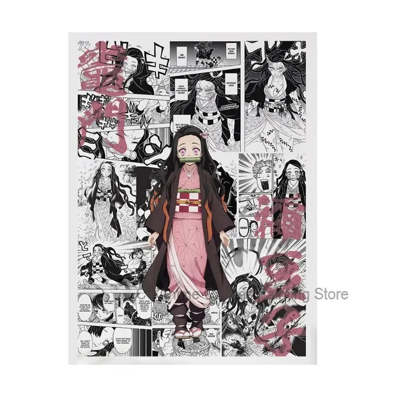 Japanese Anime Demon Slayer Wall Art Poster Nezuko and Tanjiro Home Decor Prints Living Room Bedroom Canvas Painting Mural Gifts