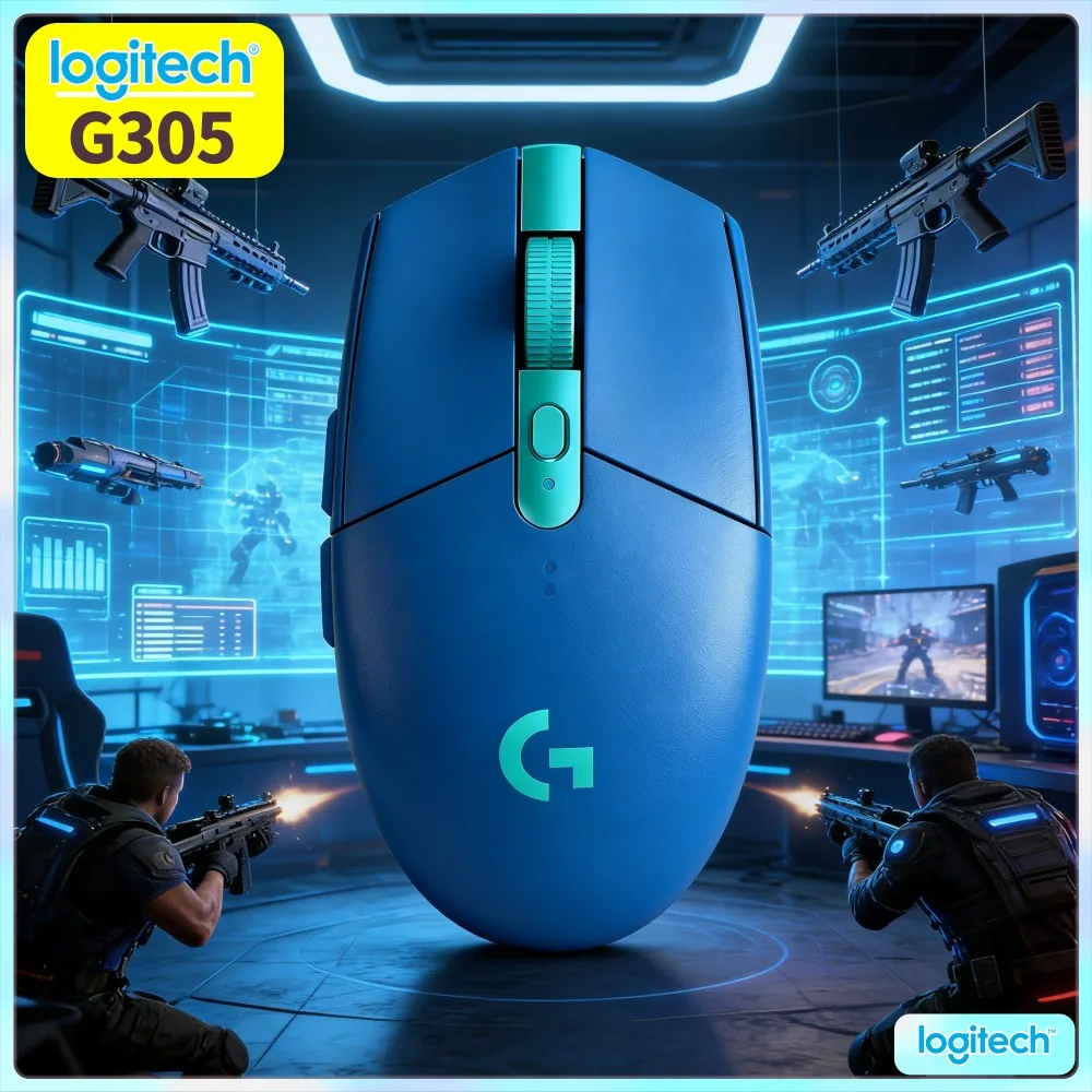 G305 Logitech Wireless LIGHTSPEED Accurate Position Mice HERO 12000 DPI 6 Config Keys Precise Aim For PC Mac Players