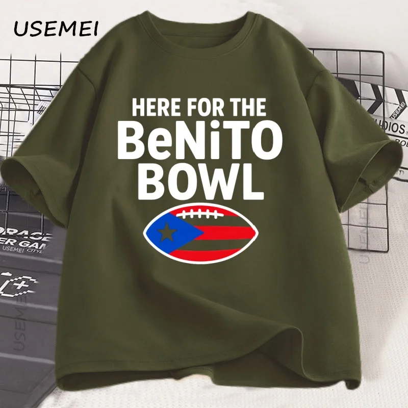 هنا لBeniito Bowl تي شيرت بورتوريكو لكرة القدم باد باني تي شيرت Superbowl نصف الوقت جرافيك تي شيرت ملابس قطنية