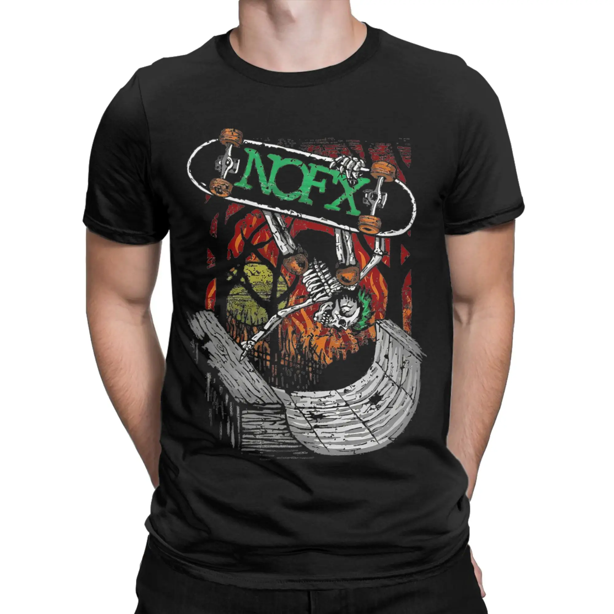 Men T-Shirts Nofx Mercenaries From The Ufo 100% Cotton Tee Shirt Short Sleeve Punk Rock Band T Shirts O Neck Tops Graphic Print