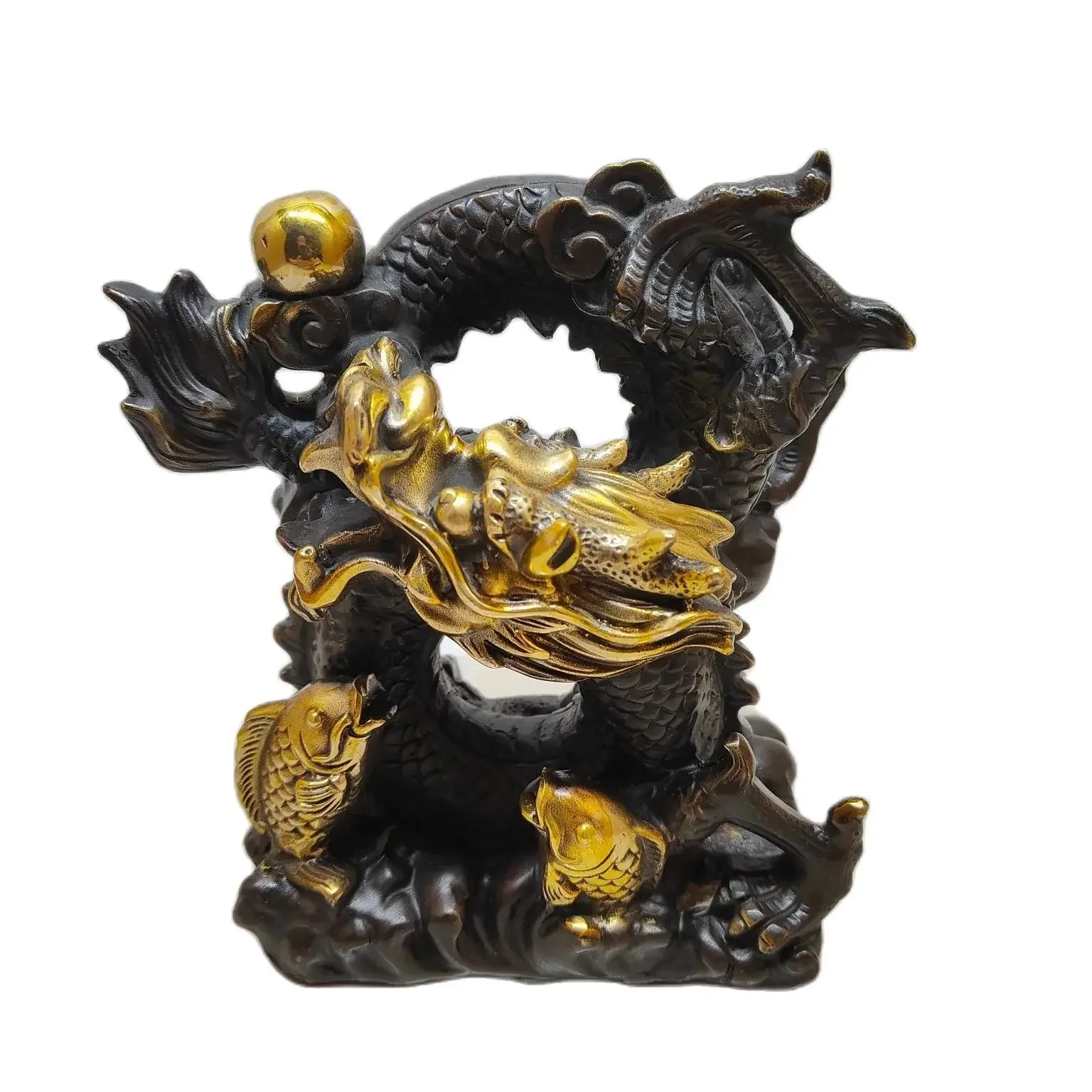 Wholesale brass, purple copper, gilded golden dragon ornaments, Feng Shui fish leaping dragon gate ornaments, handicrafts