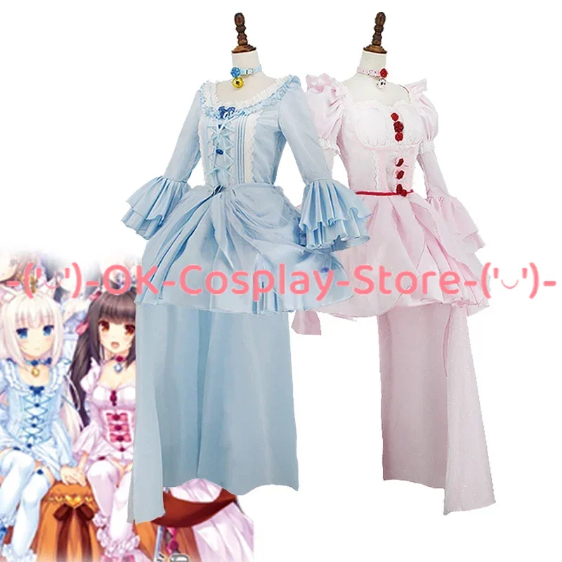 Game NEKOPARA Chocolat & Vanilla Cosplay Costume Girls Cute Lolita Dress Halloween Carnival Uniforms With Ears Tail Custom Made