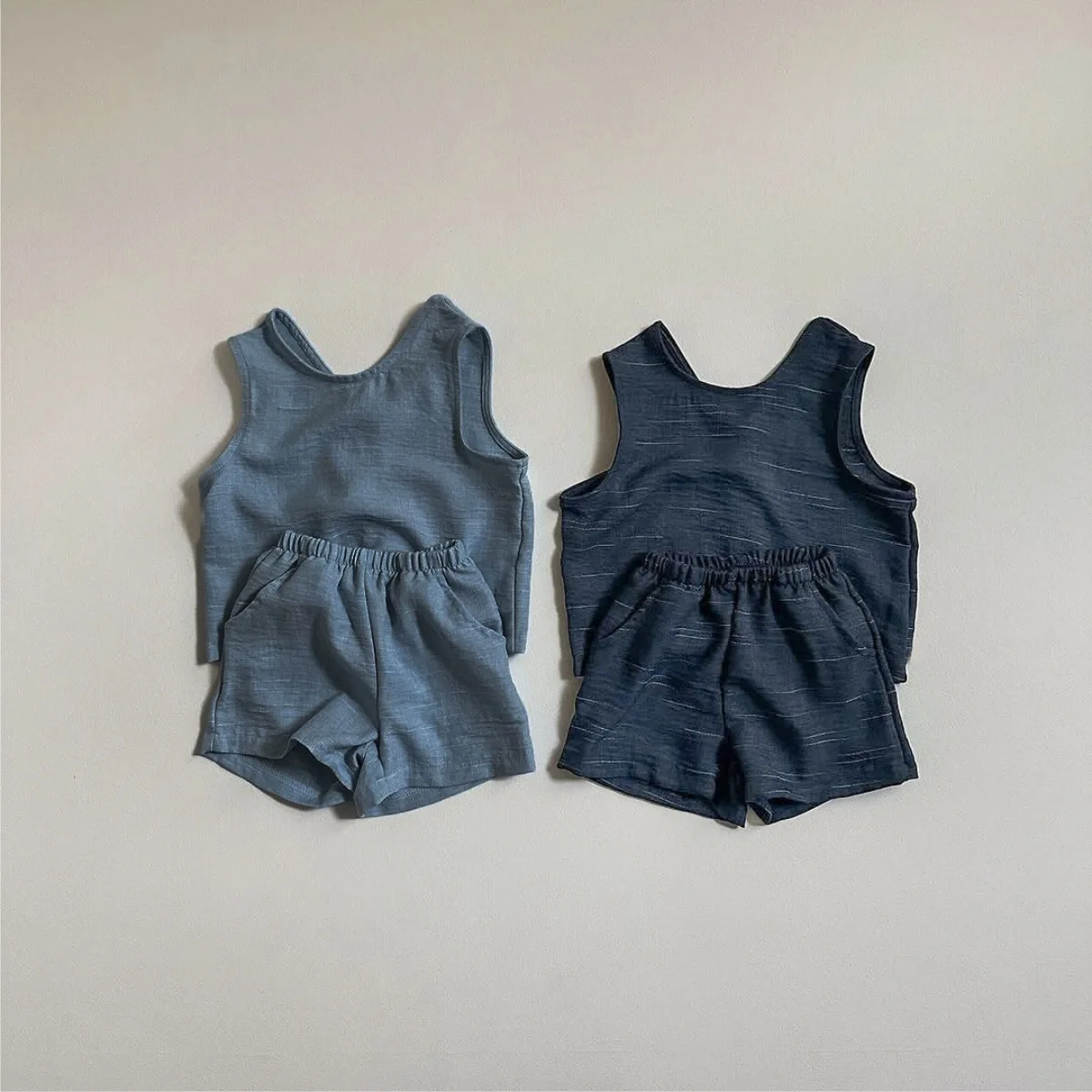 

2025 Summer New Baby Sleeveless Clothes Set Solid Color Infant Girl Cotton Vest + Shorts 2pcs Suit Cotton Toddler Boy Outfits
